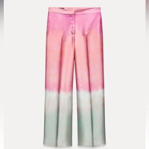 ZARA TIE DYE PRINT WIDE LEG PANTS